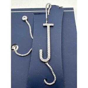 Sparkling Letter J Bracelet Silver Plated Cubic Zirconia Flawed